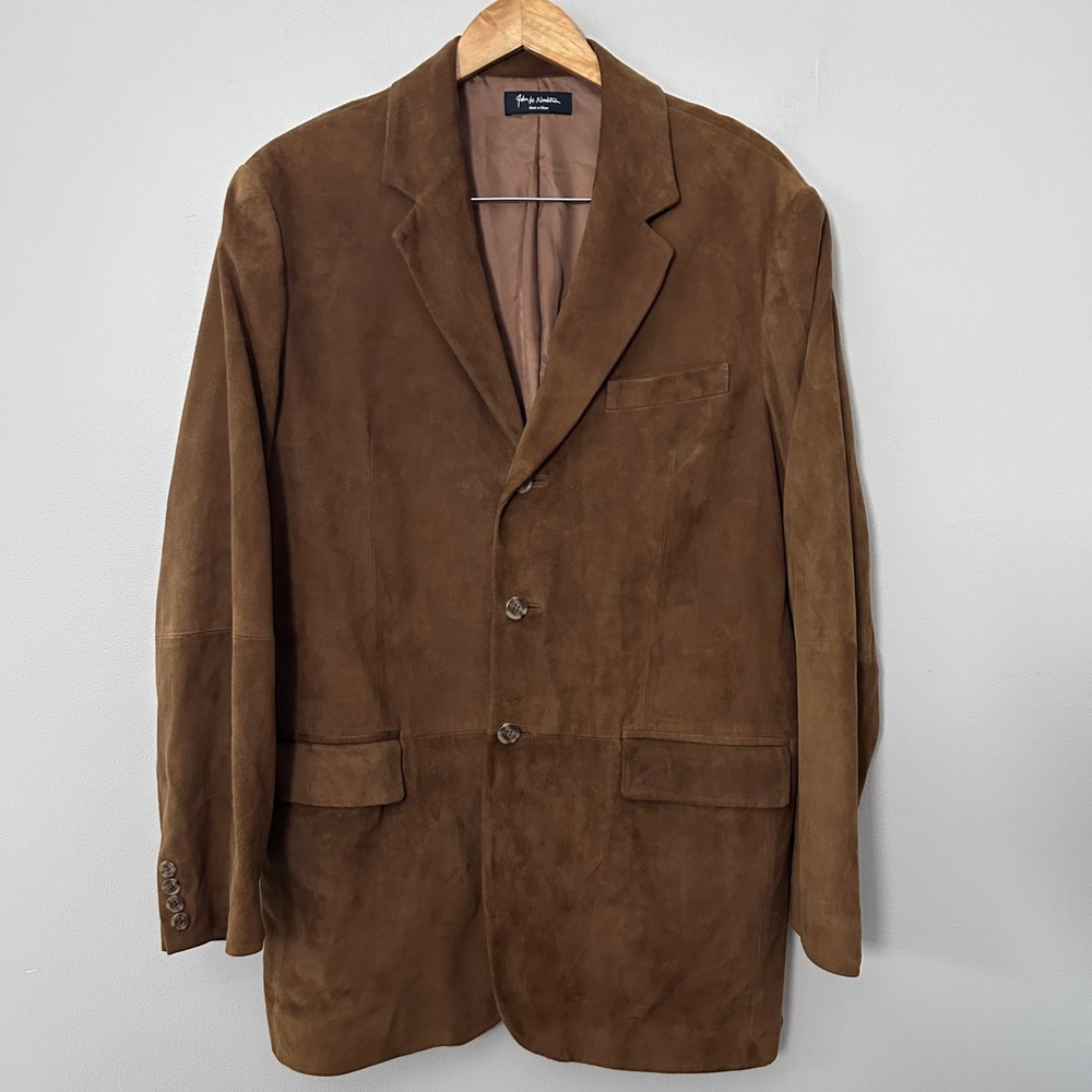 John W Nordstrom Goat Suede Sport Coat Mens 42L Brown Leather Blazer Jacket